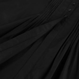 Women's Cotton Khaki Pleated Peter Pan Collar Tie Slim-Fit Career Shirt