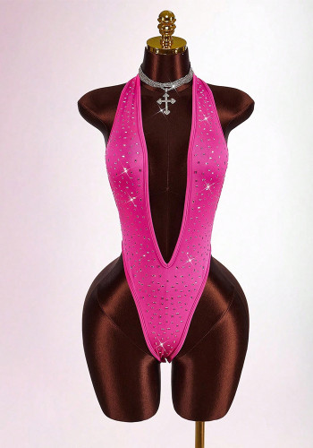 Women's Sexy Sequin Deep V High Slit Jumpsuit