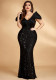 Women's Elegant Sequin Strappy Evening Cocktail Party Dress