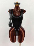 Women's Holiday Solid Color Slim-Fit Sexy One-Piece Bodysuit