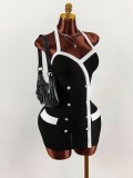 Women's Chic Colorblock Halter Neck Low Back Bodycon Mini Dress
