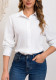 Spring Fall Women's Solid Color Cotton Turndown Collar Long Sleeve Shirt