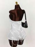 Women's Solid Color Strapless Fringe Low Back Jumpsuit