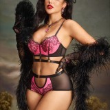 Sexy Lingerie Embroidery Mesh See-Through Bra & Panty Set