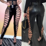 Spring Women's Chic Casual Slim-Fit Crisscross Lace-Up Pants