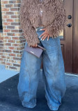 Women's Washed Reversible Straight-Leg Denim Jeans
