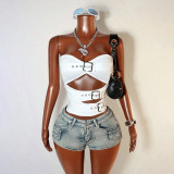 Women's Street Style Sexy Strapless Cut-Out Crop Tank Top