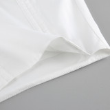 Women's Cotton Irregular Slit Ruffle Long Skirt