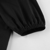 Women's Cotton Khaki Pleated Peter Pan Collar Tie Slim-Fit Career Shirt