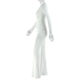 Women's Sexy Cut-Out Solid Color Bell Sleeve Long Sleeve Jumpsuit