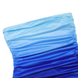 Women Sexy Gradient Tie Strapless Mini Dress