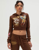 Women Print Hoodies and Pant Casual Two-Piece Set