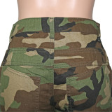 Women Casual Pocket Camouflage Cargo Shorts