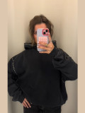 Women Autumn/Winter American-Style Beaded Long-Sleeved Hoodies