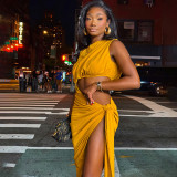 Women Sexy Slash Shoulder Lace-Up Dress