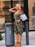 Women Casual Pocket Camouflage Cargo Shorts