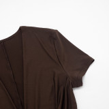 Women Solid Sexy V-Neck Short-Sleeved Romper