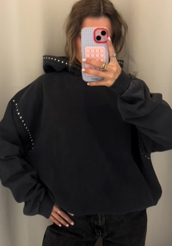 Women Autumn/Winter American-Style Beaded Long-Sleeved Hoodies