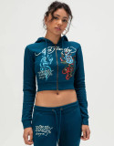 Women Print Hoodies and Bell Bottom Pant Casual Two-Piece Set