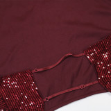 Women V-Neck Lace-up Backless Sexy Crop Top and Bodycon Skirt Two-Piece Set