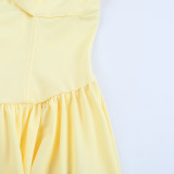 Women Pleated Sexy Spaghetti Strap Hollow Mini Dress