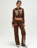 Women Print Hoodies and Pant Casual Two-Piece Set