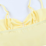 Women Pleated Sexy Spaghetti Strap Hollow Mini Dress