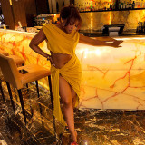 Women Sexy Slash Shoulder Lace-Up Dress