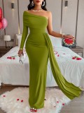 Women Slash Shoulder Maxi Dress