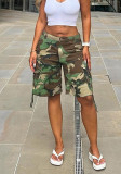 Women Casual Pocket Camouflage Cargo Shorts