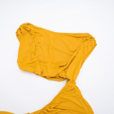 Women Sexy Slash Shoulder Lace-Up Dress