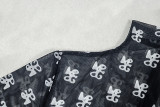 Women Patchwork Sexy Print Long Sleeve Round Neck Jumpsuit
