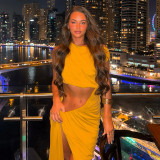 Women Sexy Slash Shoulder Lace-Up Dress