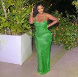 Spring Women's Strap Low-Back Sexy Chic Solid Color Long Dress