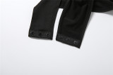 Women Autumn/Winter Sexy Solid Ruffled Collar Long-Sleeve Jumpsuit