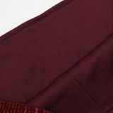 Women V-Neck Lace-up Backless Sexy Crop Top and Bodycon Skirt Two-Piece Set