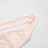 Women Polka Dot Print Halter Neck Backless Top and Pants Two-Piece Set