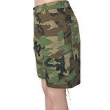 Women Casual Pocket Camouflage Cargo Shorts