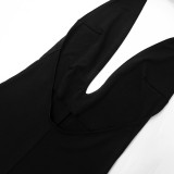 Women Sexy Solid Halter Neck V-Neck Backless Jumpsuit