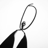 Women Sexy Solid Halter Neck V-Neck Backless Jumpsuit