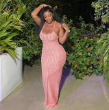 Spring Women's Strap Low-Back Sexy Chic Solid Color Long Dress