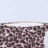 Women Spring Strapless Leopard Print Bodycon Dress