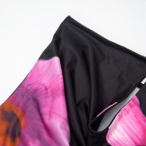 Spring Women's Casual Floral Halter Neck Lace-Up Slim Maxi Dress