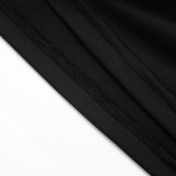 Spring Women's Solid Casual Short Sleeve Jumpsuit Dress Set