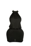 Women's Solid Halter Neck Low Back Sexy Bodycon Mini Dress