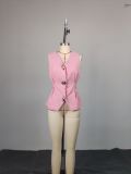 Women's African Casual Career Sleeveless Vest & Pants Two-Piece Set