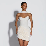 Winter Women's Casual Asymmetric Draped Sleeveless Bodycon Mini Dress