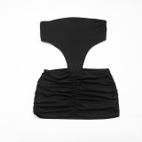 Spring Women's Solid Casual Short Sleeve Jumpsuit Dress Set