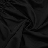 Spring Women's Solid Casual Short Sleeve Jumpsuit Dress Set