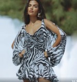 Women's Solid Chic Casual Mesh Long Sleeve Belt Low Back Mini Dress